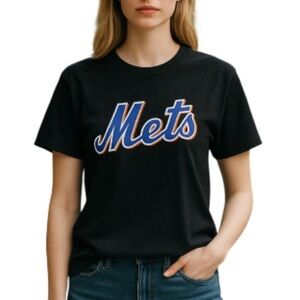Soft As A Grape Mets Logo Black T-Shirt Crewneck Short Sleeve Boxy XL
